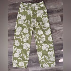 Zara Floral Pattern High Waist Wide Leg Statement Pant Size 8